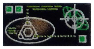 LEGO onderdeel Tile 1 x 2 with Copper and Silver Elliptical Display Pattern (3069px17)
