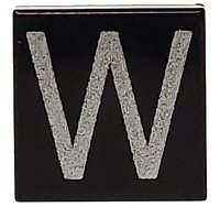 LEGO part Tile 1 x 1 with Silver Capital Letter W Pattern 3070pb031