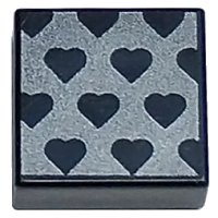 LEGO part Tile 1 x 1 with Hearts on Dark Silver Background Pattern 3070pb274
