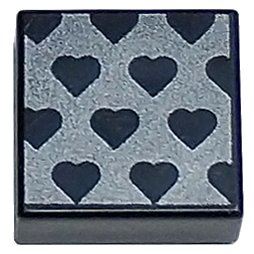 LEGO onderdeel Tile 1 x 1 with Hearts on Dark Silver Background Pattern (3070pb274)