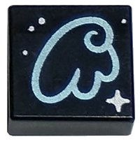LEGO part Tile 1 x 1 with Metallic Light Blue Wing Outline and Silver Sparkle and Dots Pattern 3070pb282