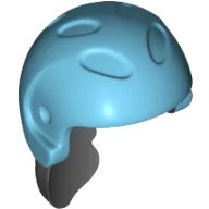 LEGO part Mini Doll, Hair Combo, Hair with Hat, Ponytail with Molded Medium Azure Ski Helmet Pattern 30926pb03