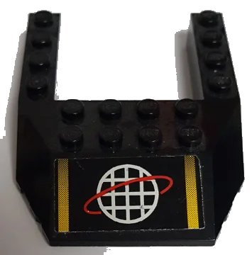 LEGO onderdeel Wedge 6 x 8 Cutout with Alpha Team White Grid with Red Ring Logo and Two Yellow Stripes Pattern (Sticker) - Sets 6774 / 6775 (32084pb002)