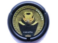 LEGO part Throwing Disk with Bionicle Bamboo Kakama Mask Pattern 32171pb001