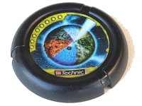 LEGO onderdeel Throwing Disk with Throwbot Millennia / Slizer Millennium 8 Pips, LEGO Technic Logo, and Sectioned Planet Pattern 32171pb036
