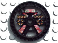 LEGO part Technic, Disk 5 x 5 - RoboRider Talisman Wheel, Blazooka Mold with Robot Pattern 32303pb01