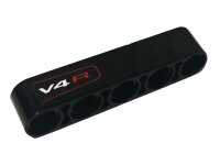 LEGO part Technic, Liftarm Thick 1 x 5 with 'V4 R' and Red Stripe Pattern (Sticker) - Set 42107 32316pb045