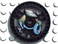 LEGO onderdeel Technic, Disk 5 x 5 - RoboRider Talisman Wheel, Rope Mold with Robot Pattern 32354pb01