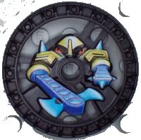 LEGO onderdeel Technic, Disk 5 x 5 - RoboRider Talisman Wheel, Axer Mold with Robot Pattern 32361pb01
