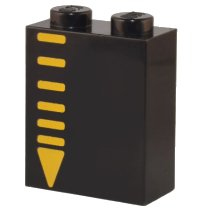 LEGO onderdeel Brick 1 x 2 x 2 with Inside Stud Holder with Bright Light Orange Lines and Triangle Pattern 3245cpb199