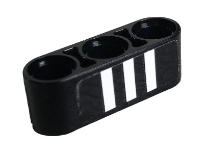LEGO part Technic, Liftarm Grueso 1 x 3 con Patrón 3 Rayas Blancas sobre Fondo Negro (Pegatina) - Set 42096 (32523pb16)
