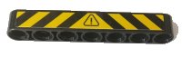 LEGO part Technic, Liftarm Thick 1 x 7 with Warning Sign and Black and Yellow Danger Stripes Pattern (Sticker) - Set 42082 32524pb033