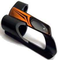 LEGO part Technic, Panel Fairing # 6 Small Short, Large Hole, Side B with Silver Oval, Orange Area Pattern (Sticker) - Set 8516 32528pb05