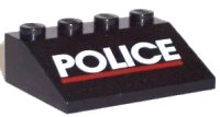LEGO part Slope 33 3 x 4 with White 'POLICE' Red Line Pattern 3297pb008