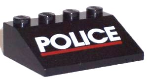 LEGO onderdeel Slope 33 3 x 4 with White 'POLICE' Red Line Pattern (3297pb008)