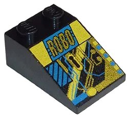 LEGO onderdeel Slope 33 3 x 2 with RoboForce Gold 'ROBO' and Blue and Yellow Circuitry Pattern (3298pb009)
