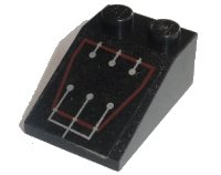 LEGO onderdeel Schuin 33 3 x 2 met Zilver Circuitry 6 Lijnen in Rood Trapezium Contour Patroon (Sticker) - Set 7702 3298pb031