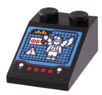 LEGO onderdeel Schuin 33 3 x 2 met Controlepaneel, Scherm met Vliegende Aap, Verlichting, Knoppen en Schakelaars Patroon (Sticker) - Set 70917 3298pb078