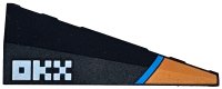 LEGO part Cale 5 x 2 Gauche avec Rayures Orange et Bleu Foncé et Motif Logo 'OKX' Blanc 3504pb01
