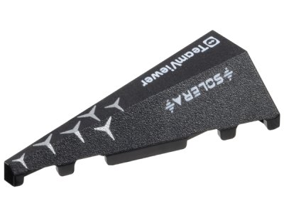 LEGO part Wedge 5 x 2 Left with Silver Mercedes Logo Repeating, White 'TeamViewer' and 'SOLERA' Pattern (3504pb04)