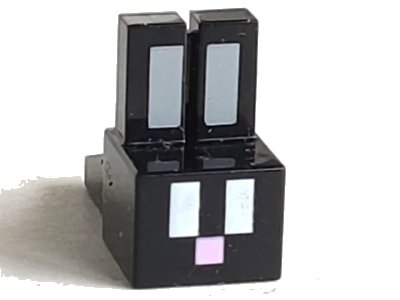 LEGO onderdeel Creature Head Pixelated with Long Ears with Light Bluish Gray Auricles, White Eyes, and Bright Pink Nose Pattern (Minecraft Rabbit) (35525pb04)