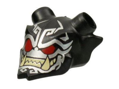 LEGO onderdeel Minifigure, Visor Mask Ninjago Oni with Silver Face, Red Eyes, and Tan Sharp Teeth Pattern (35636pb06)