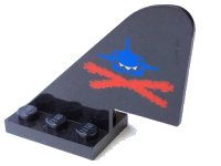 LEGO part Tail with Rounded Top, Aquazone Aquashark Blue Shark with Red 'X' Pattern 3587pb02