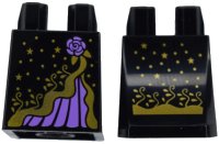 LEGO part Lower Body, Skirt with Dress with Gold Elaborate Trim, Stars and Dots, Medium Lavender Rose and Underskirt Pattern (BAM) 36036pb097