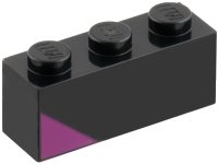 LEGO part Brick 1 x 3 with Magenta Triangle Pattern Model Right Side 3622pb167R