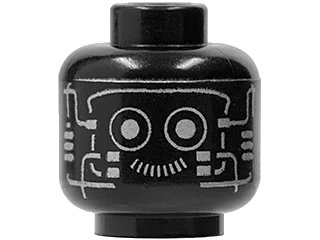 LEGO onderdeel Minifigure, Head Alien with Robot Silver Pattern (3626p63)