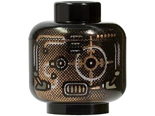LEGO onderdeel Minifigure, Head Alien with Copper Skin and Silver Eyepiece Pattern (3626pb0034)