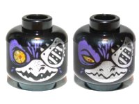 LEGO part Minifigure, Head Dual Sided Alien Chima Raven with Silver Beak, Eye Patch and Dark Purple Feathers, Wide Eye / Narrow Eye Pattern (Rizzo) 3626pb0897