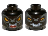 LEGO part Minifigure, Head Dual Sided Alien Chima Wolf with Bright Light Orange Eyes and White Fangs, Wide Eyes / Narrow Eyes Pattern (Wilhurt) 3626pb0903