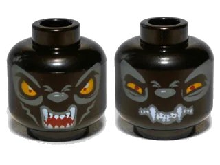 LEGO onderdeel Minifigure, Head Dual Sided Alien Chima Wolf with Bright Light Orange Eyes and White Fangs, Wide Eyes / Narrow Eyes Pattern (Wilhurt) (3626pb0903)