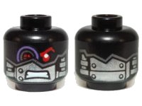 LEGO part Minifigure, Head Alien with Mechanical Right Eye Red and Purple, Silver Head Plates Pattern 3626pb1039