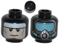 LEGO onderdeel Minifigure, Head Dual Sided White Headband and Cheek Lines / Silver Mask and Medium Blue Goggles Pattern (Batman) 3626pb1055