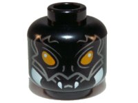 LEGO part Minifigure, Head Alien Chima Scorpion with Orange Eyes, Silver Markings, and White Fangs Pattern 3626pb1079