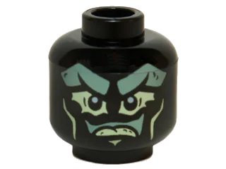 LEGO onderdeel Minifigure, Head Alien Ghost with Sand Green Face and Yellowish Green Eyes, Mouth and Cheek Lines Pattern (3626pb1400)