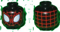 LEGO onderdeel Minifigure, Head Alien with Spider-Man Red Web Pattern (Miles Morales) 3626pb1449