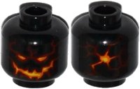LEGO part Minifigure, Head Alien Lava Monster with Yellow and Orange Eyes and Mouth, Dark Red Cracks Pattern 3626pb1523