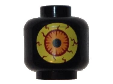 LEGO onderdeel Minifigure, Head without Face with Large Bright Light Yellow Eye with Dark Red Veins and Orange Iris Pattern (Nexo Knights Sparkks) (3626pb1527)