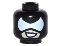 LEGO onderdeel Minifigure, Head Mask with White Pointed Eye Opening over Light Nougat Skin, Dark Purple Lips and Open Mouth Grin Pattern 3626pb1531