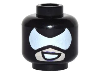 LEGO onderdeel Minifigure, Head Mask with White Pointed Eye Opening over Light Nougat Skin, Dark Purple Lips and Open Mouth Grin Pattern (3626pb1531)