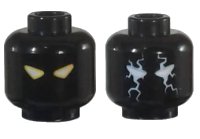 LEGO onderdeel Minifigure, Head Dual Sided Triangular White and Yellow Eyes / Triangular White and Bright Light Blue Eyes and Lightning Pattern 3626pb1836