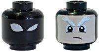LEGO part Minifigure, Head Dual Sided Alien with White Eyes and Left Eye Wink / Light Nougat Face with Bushy Eyebrows and Frown Pattern (Magneto) 3626pb1852