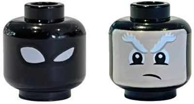 LEGO onderdeel Minifigure, Head Dual Sided Alien with White Eyes and Left Eye Wink / Light Nougat Face with Bushy Eyebrows and Frown Pattern (Magneto) (3626pb1852)