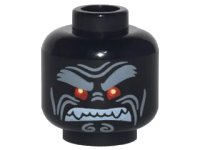 LEGO part Minifigure, Head Alien with Light Bluish Gray Bushy Eyebrows, Red Eyes and Clenched White Fangs Pattern 3626pb1871