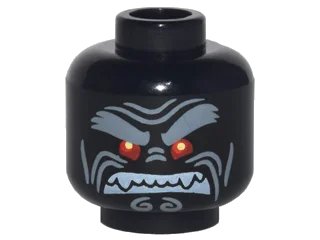 LEGO onderdeel Minifigure, Head Alien with Light Bluish Gray Bushy Eyebrows, Red Eyes and Clenched White Fangs Pattern (3626pb1871)