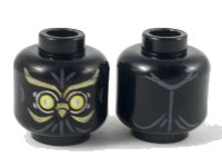 LEGO onderdeel Minifigure, Head Alien with Yellow Eyes with Gold Swirls and Owl Beak Pattern 3626pb2217