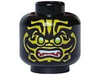 LEGO onderdeel Minifigure, Head Alien with Lime Eyes, White Fangs, Yellow Face Decorations and Dark Red Mouth Pattern - Hollow Stud 3626pb2298